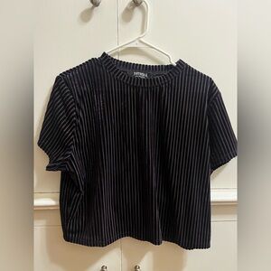Disturbia Crushed Velvet Striped Crop Top